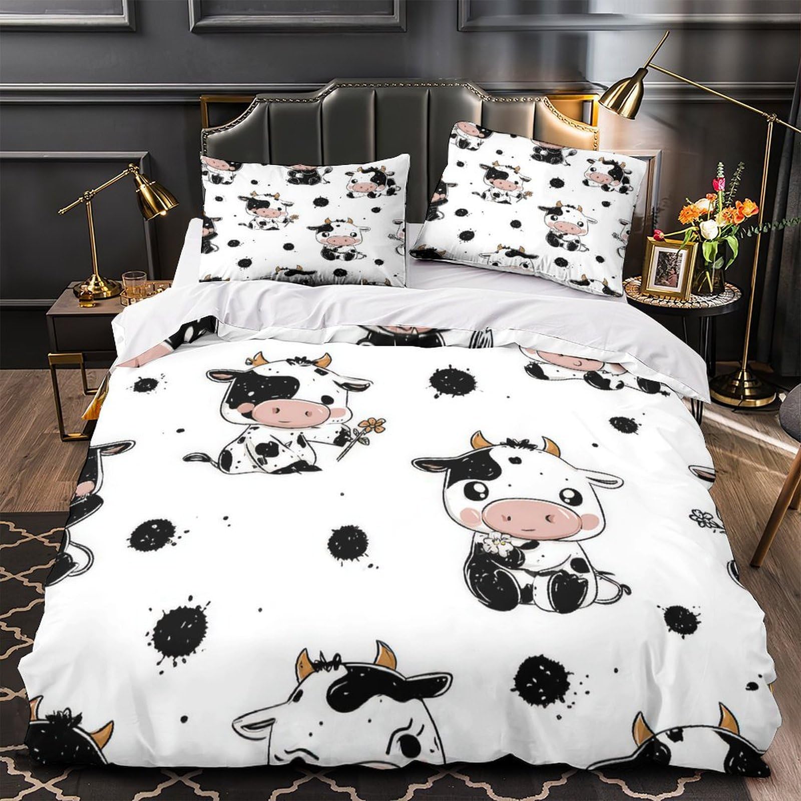 Housse de couette chat mignon 220x240 cm avec taies en microfibre 3D