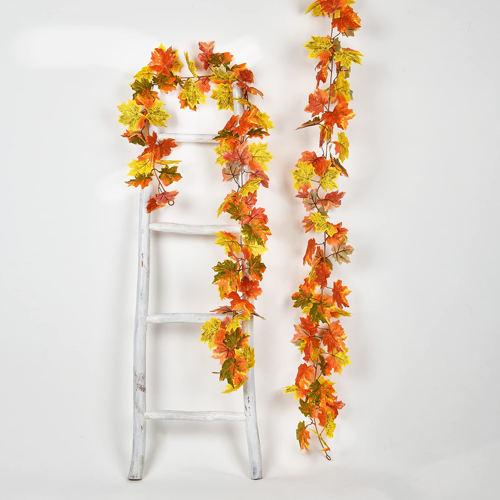 Ghirlanda autunnale, ghirlanda autunnale con foglie d'acero, decorazione autunnale artificiale, decorazioni autunnali per il Ringraziamento, fattoria, raccolto, casa, esterni, interni, finestre