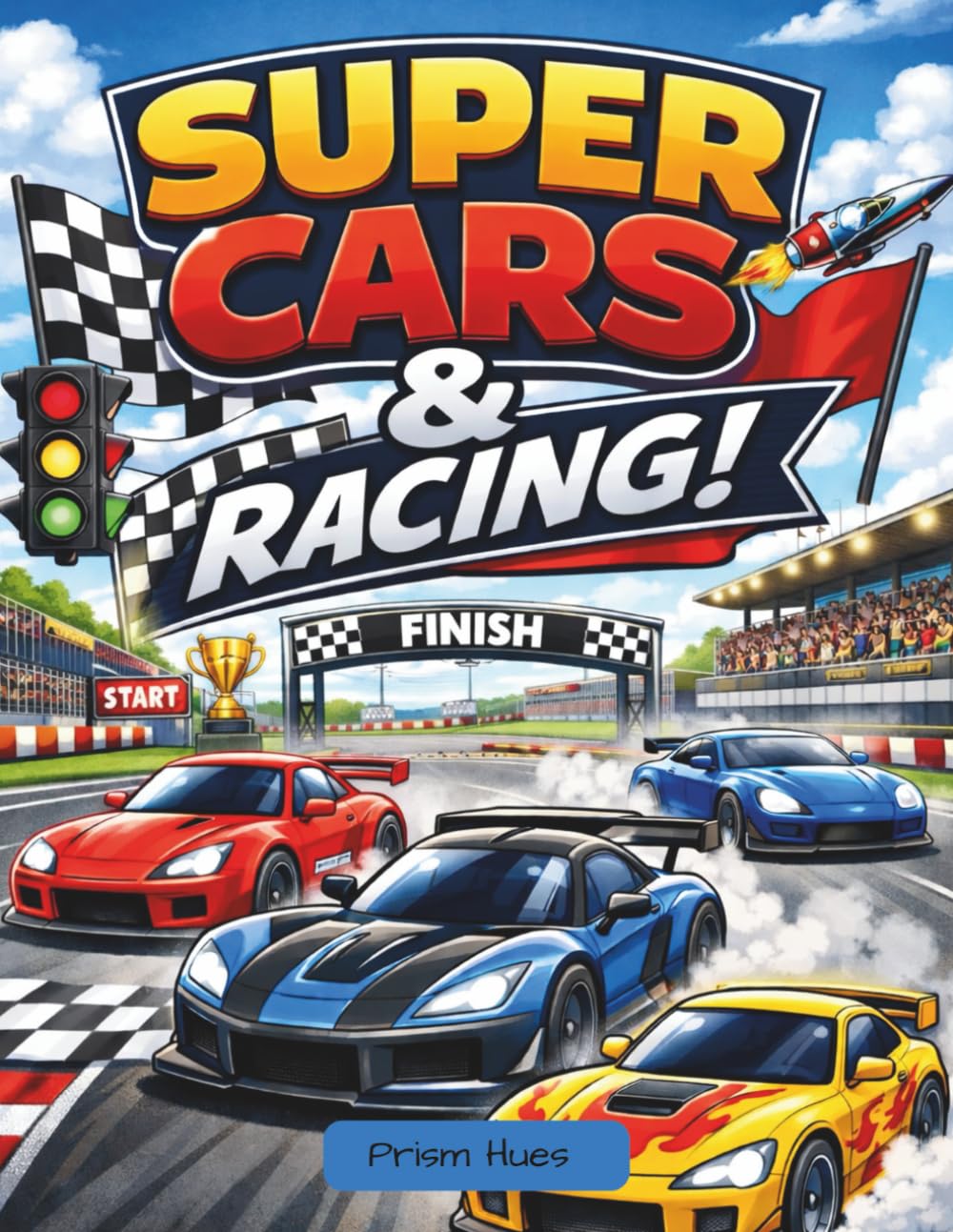 Super Cars & Racing Coloring Book: 40 High-Speed Race Cars, Cool Sports Cars, Drift Scenes & Racing Adventures