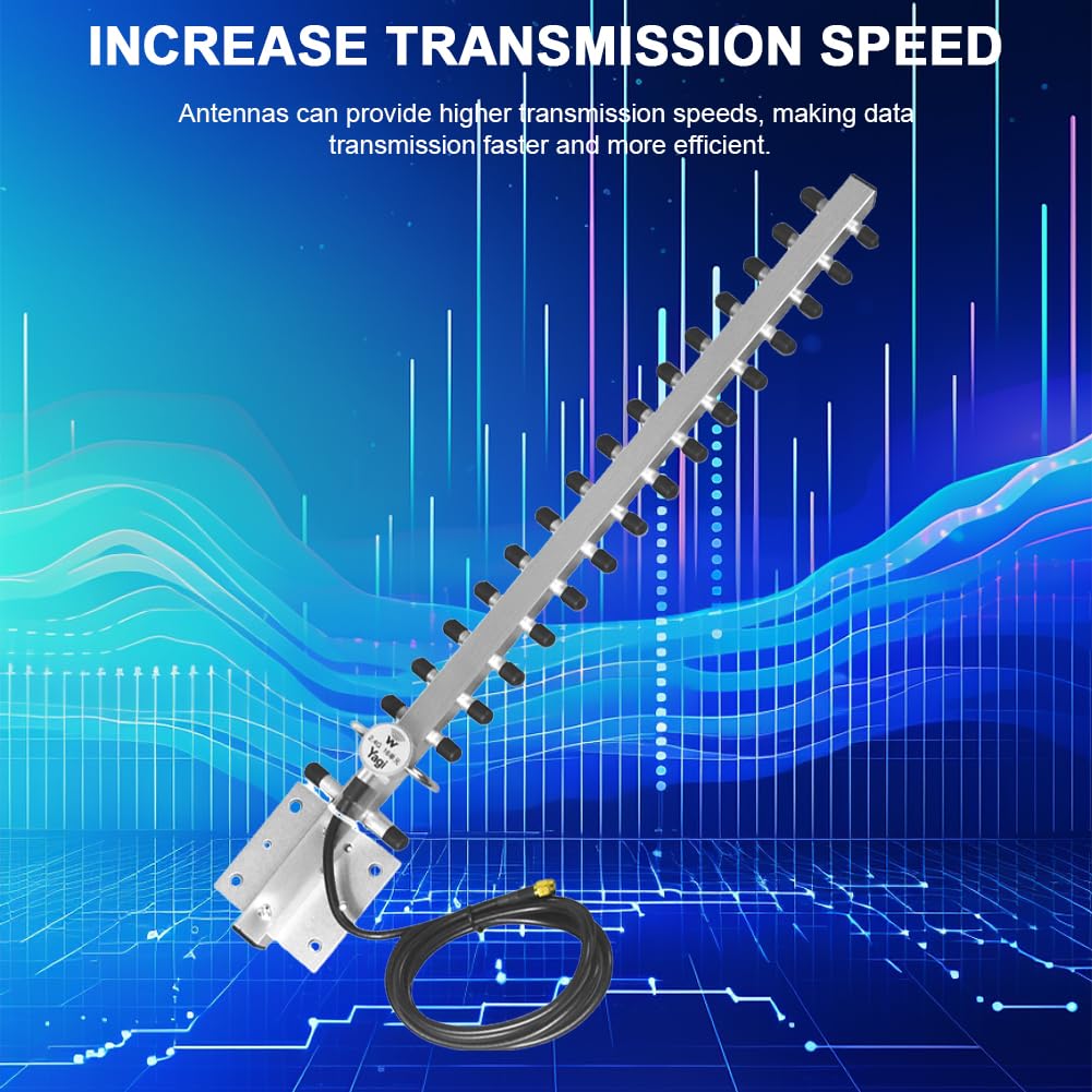 Ya-gi Antenne WiFi 2,4 GHz (25 dBi) Antenne Ya-gi sans Fil à Gain élevé Booster directionnel 2400-2500 MHz avec connecteur RP-SMA pour routeur réseau sans Fil