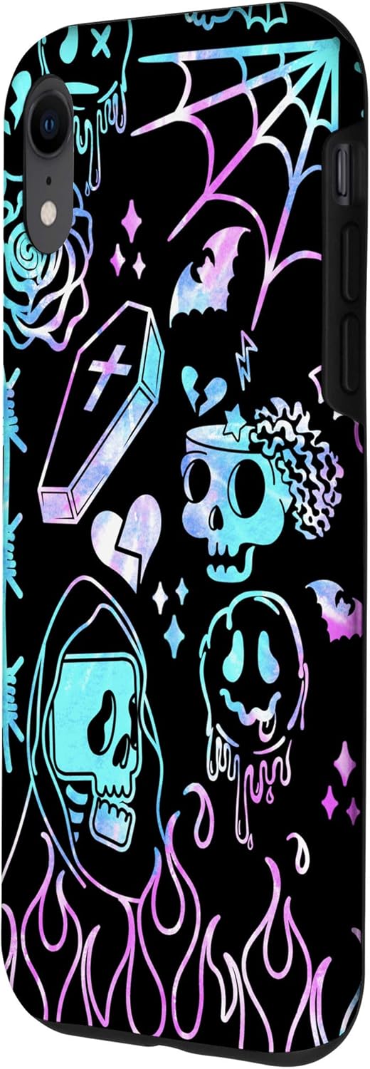 iPhone XR Melting Happy Face Smile Doodle Graffiti Flames Pastel Goth Case