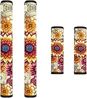 Vista 12 de Decoración de cocina con estampado de flores azules para interiores, 4 accesorios para manijas de puerta, fundas duraderas para manijas