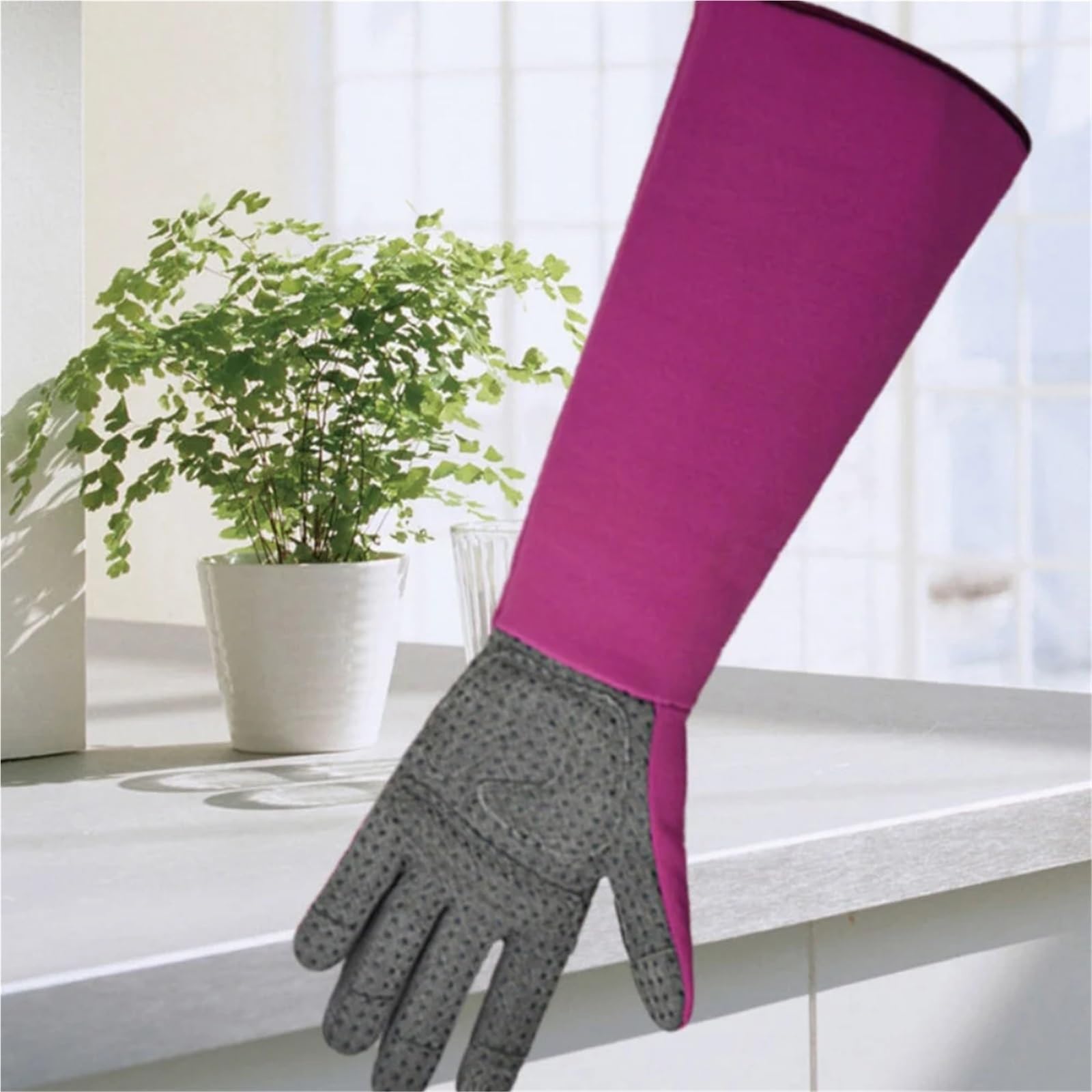 1 paire de gants protection épais antidérapants, longue durée, Construction jardinage, longues tâches pour Pelleter la Neige(Rose red,M)
