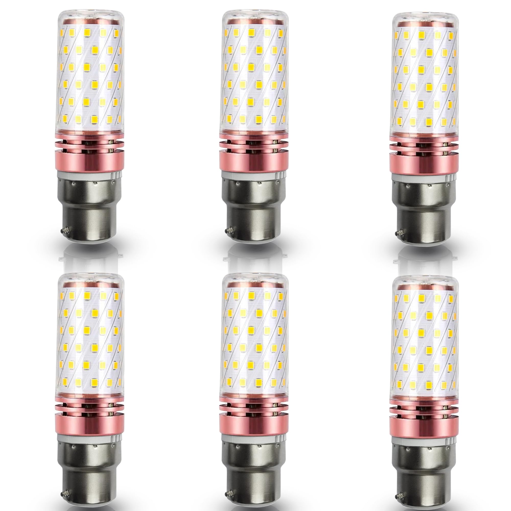 LEDSone B22 Bayonet LED Corn Light Bulb 12W, Cool White Day White Warm White, 1450LM, 360° Beam Angle 240V, Bayonet LED Corn Lamp, Not Dimmable, Pack of 6