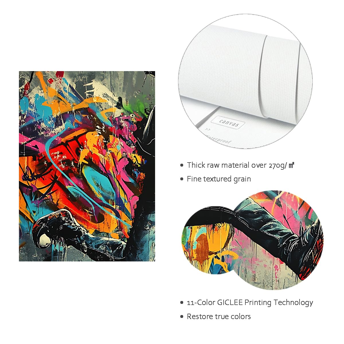 UIRINGART Graffiti Street Theme Arte murale Pianta Moderne Urban Pictures Boy Hip Hop Stampe Poster colorati e vivaci Pittura per l'arredamento dei corridoi 65x100cm
