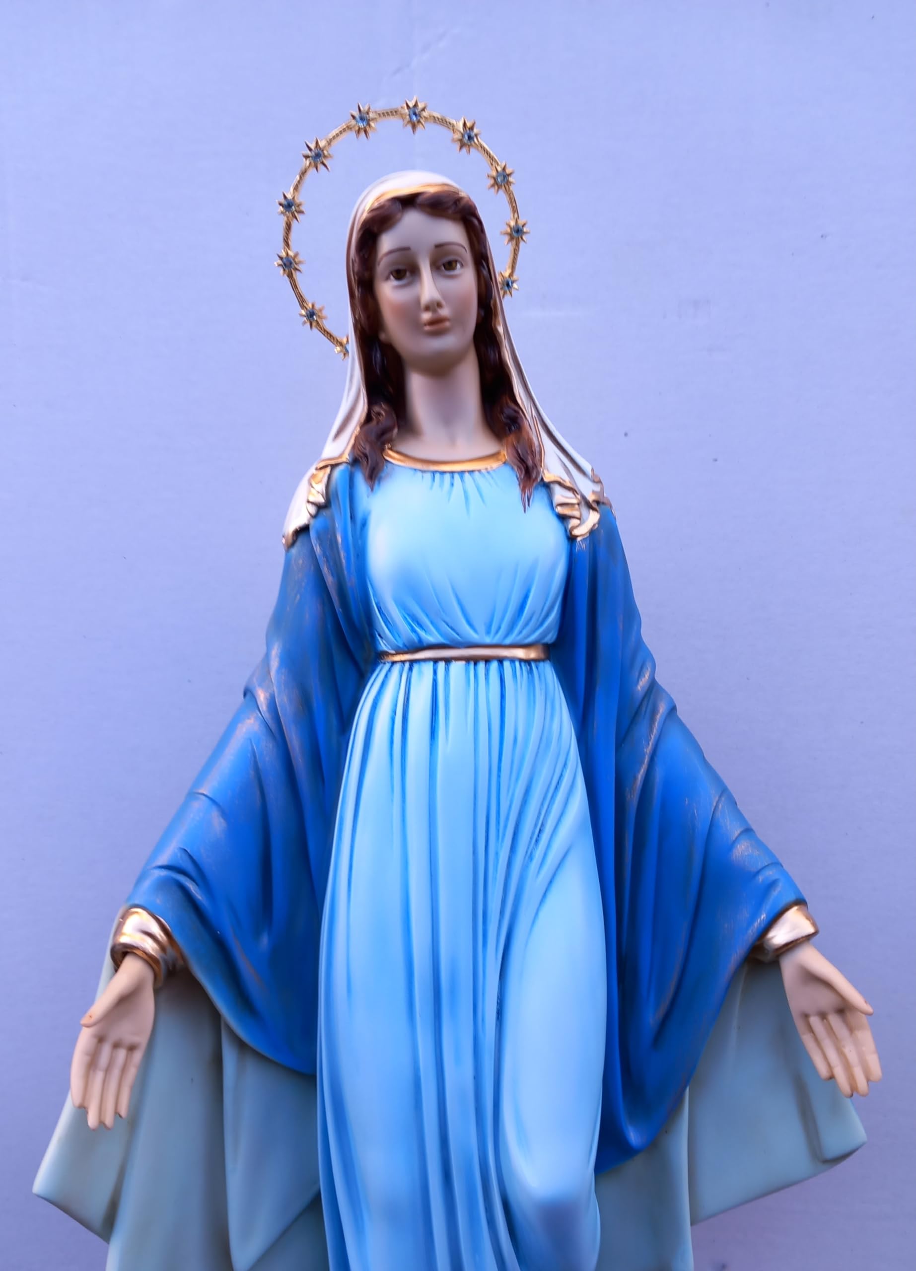 ArteSacraCaravaggio Statua della Madonna Miracolosa, delle Grazie cm 62 in marmo resina decorata a mano di produzione artigianale