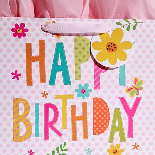 Miniatura 3 de Bolsa de regalo grande de 13 pulgadas con papel de seda para bolsas de regalo de feliz cumpleaños para niñas