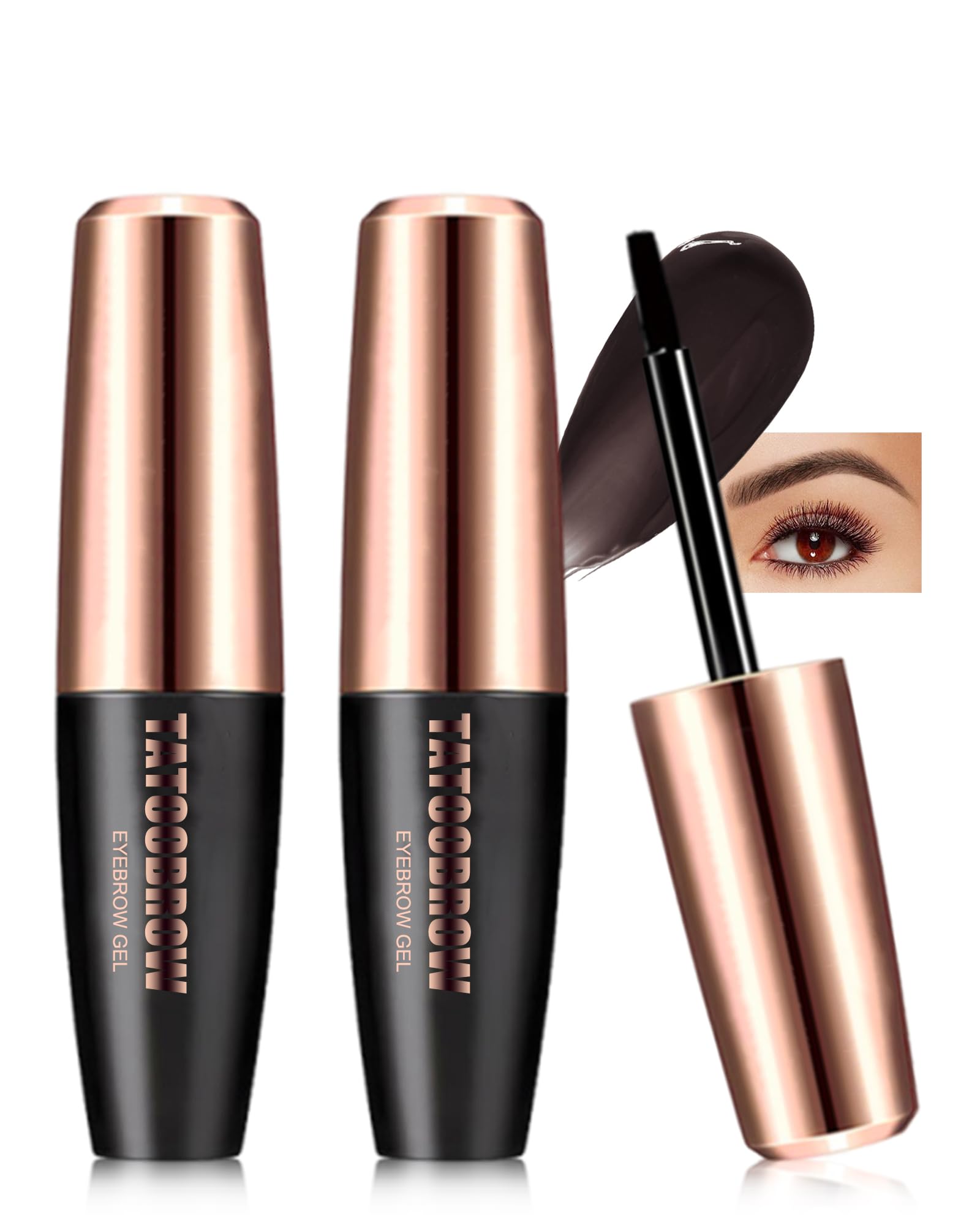 Eyebrow Tattoo Peel Off Gel Tint- 2Pcs Brown Tinted Eyebrow Tattoo Gel, Waterproof Transfer-proof Brow Stain
