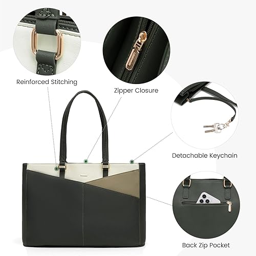 Vista 207 de LOVEVOOK Bolsa para computadora portátil para mujer, 15.6 pulgadas, bolsa de mano para computadora portátil, bolsa de trabajo para profesores, bolsa