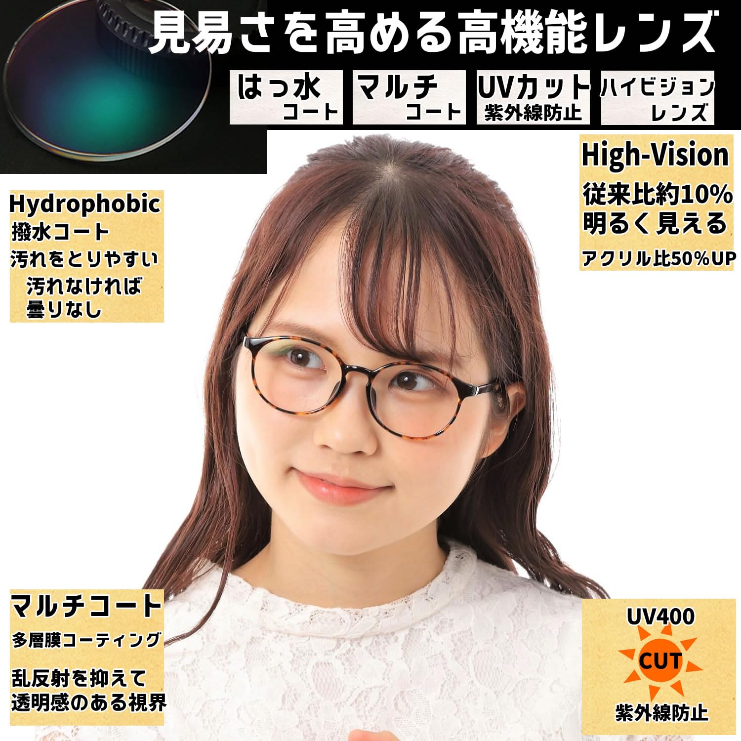 Amazon | [Netmeganecom] 眼鏡 近眼 近視 度付き メガネ 【 cf5073c6ー