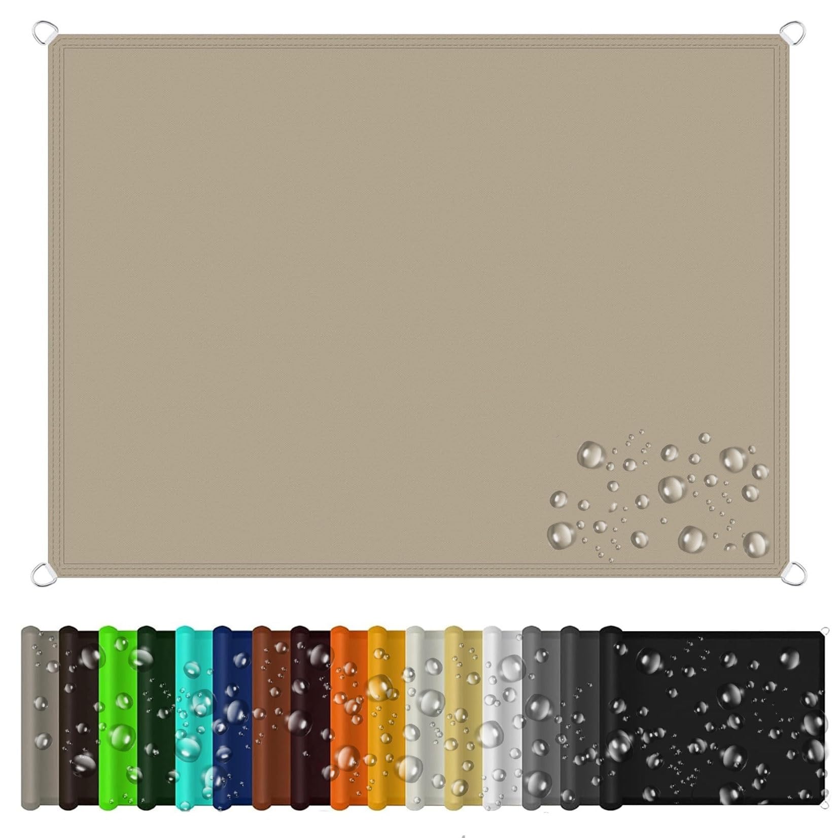 Voile d'ombrage imperméable rectangulaire 1x2m taupe pour terrasse et balcon