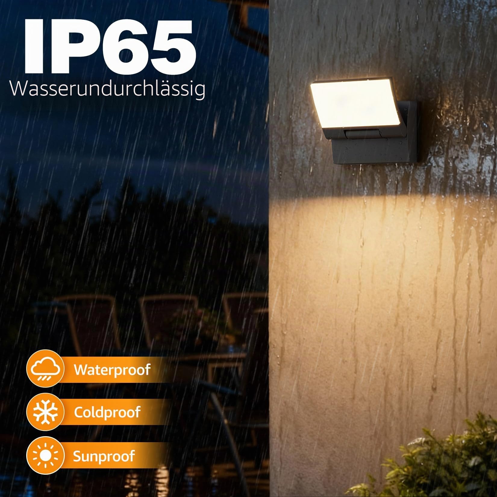 K-Bright 30W Außenwandleuchte Außenlampe Schwarz, 3000K Warmweiß | 180° Schwenkbar Panel, IP65 wasserdicht, Aluminium+PC, 2000LM LED Wandleuchte Innen/Außen für Eingang Terrasse Garten