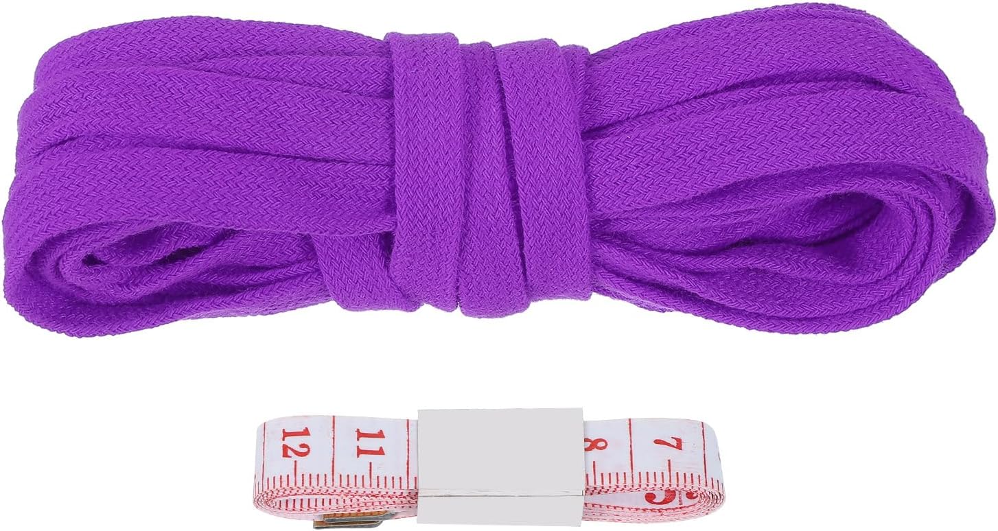 PATIKIL Flat Drawstring Cord 10mm x 5 Yd, Draw String Replacement Flat Rope Soft Cotton Hoodie String Cords Roll with Ruler for Sweatpants Shorts Pants Strap Garment, Purple