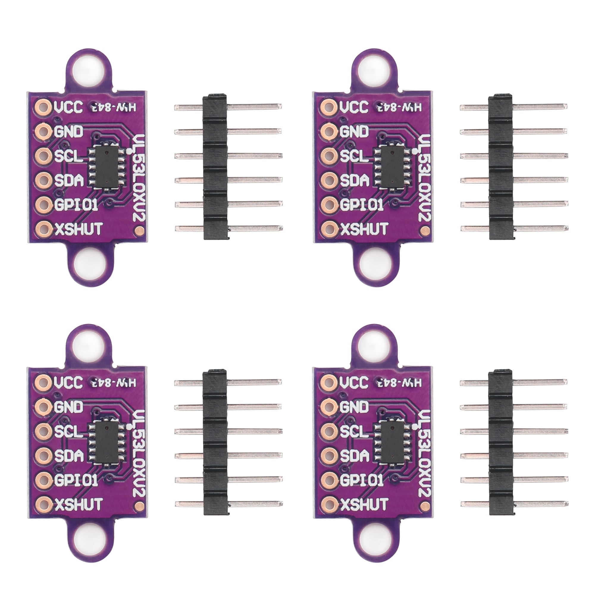Lot de 4 capteurs de distance VL53L0X (ToF) 940 nm pour Arduino