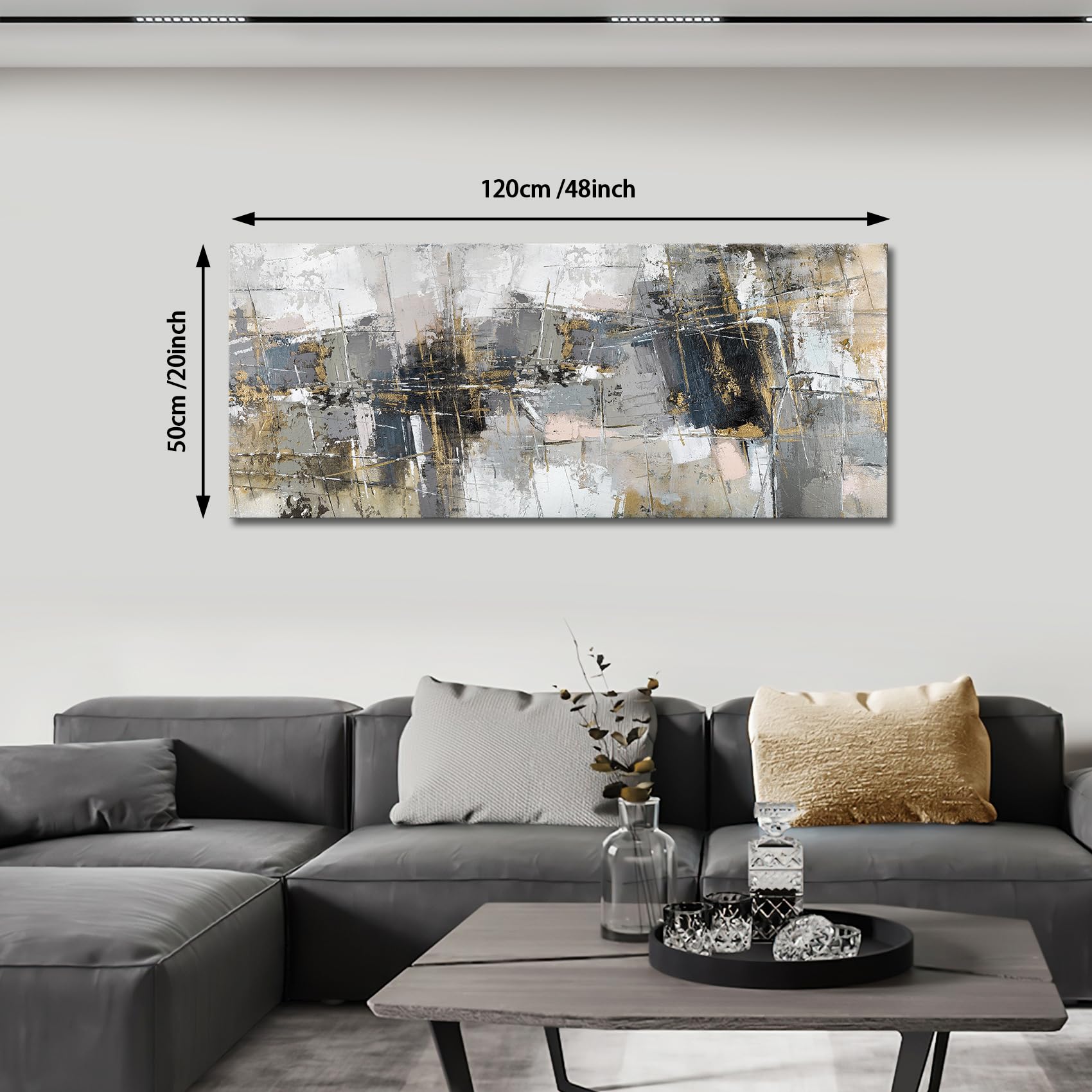 INTELIENZOS - Quadri Moderni Per Soggiorno, Set 3 Tele 120x61 Cm, Design Astratto Con Stampa AI