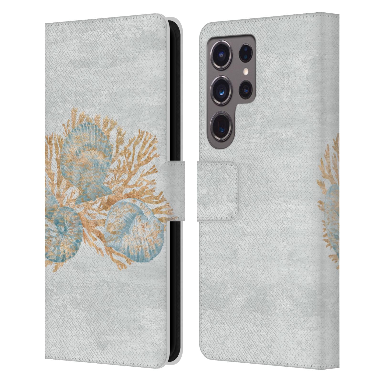 Head Case Designs Licenza Ufficiale Paul Brent Conchiglie Creature Marine Custodia Portafoglio in Pelle Compatibile con Samsung Galaxy S24 Ultra 5G
