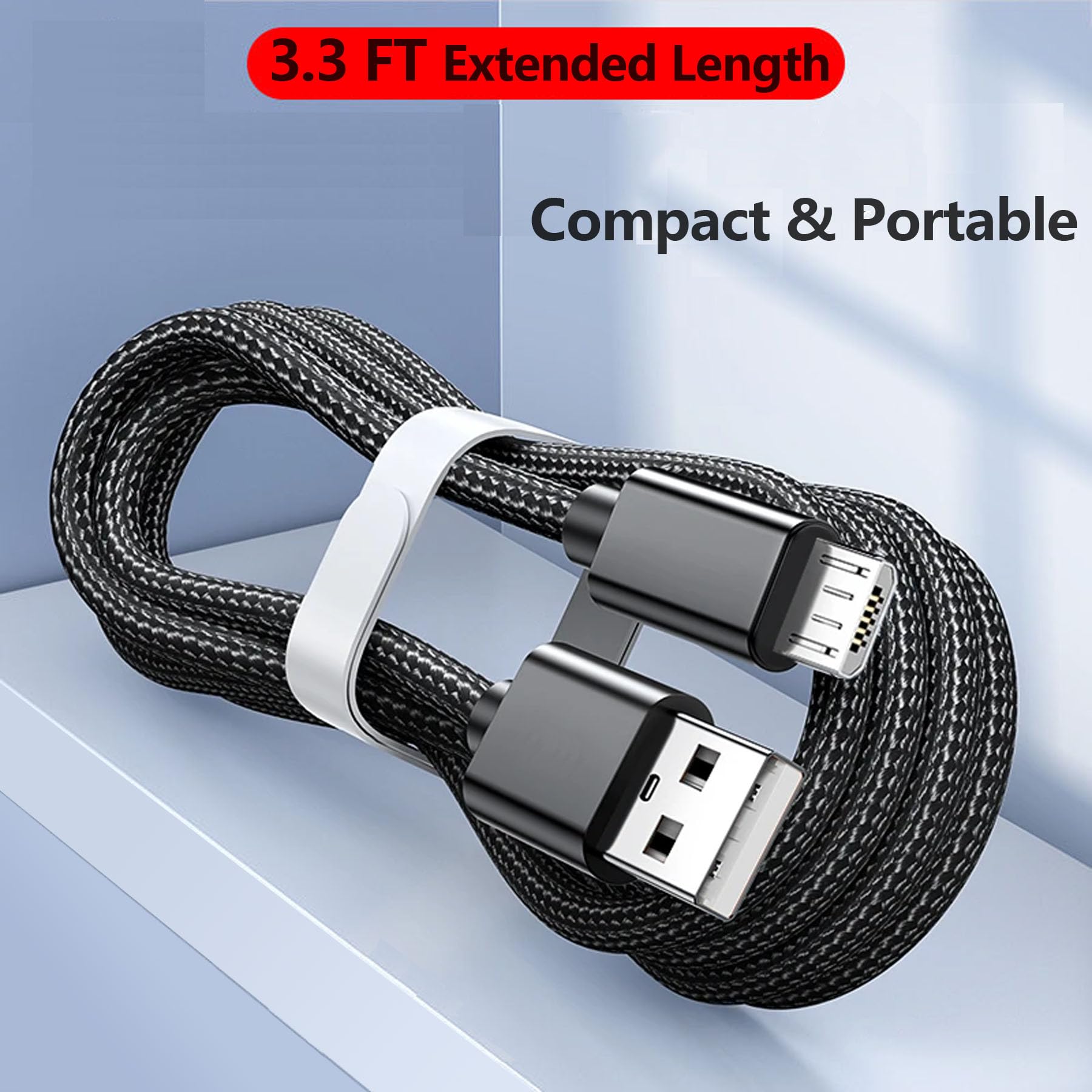 Nylonowy kabel do ładowania USB raid do opieki cukrzycowej tandem | Wymienny przewód micro USB kompatybilny z pompą insulinową Tandem t:Slim X2 | Trwały kabel do szybkiego ładowania 1m
