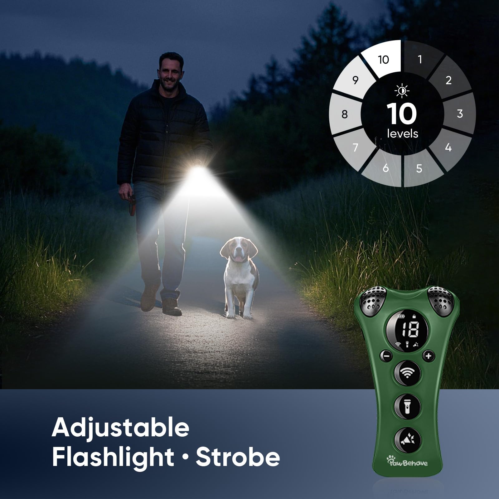 PawBehave Entrenador ultrasónico ajustable para perros, el primer corrector de comportamiento de mascotas de frecuencia variable del mundo con 10 niveles de ultrasonido, 18 silbatos para perros