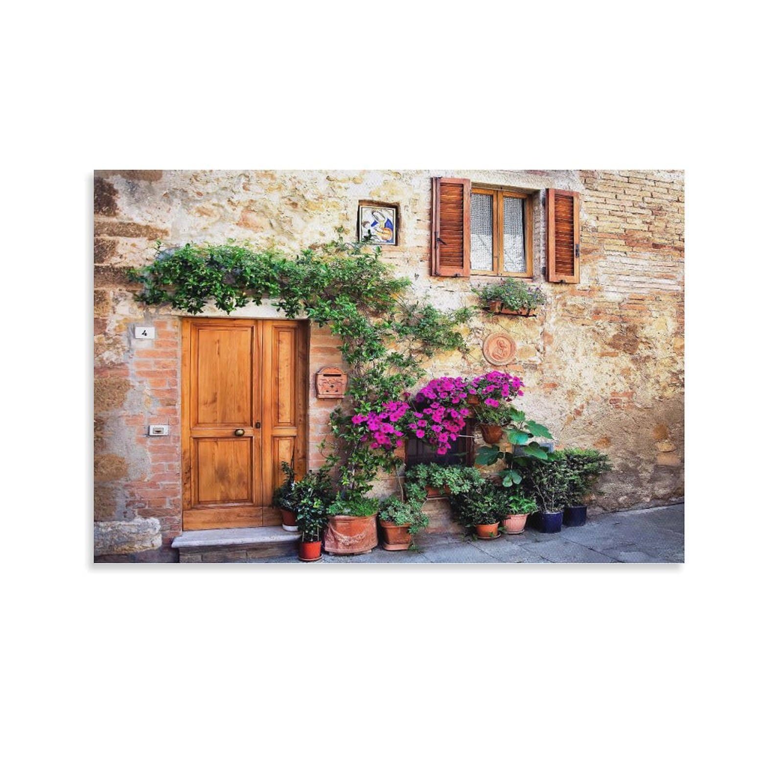 Amazon.com: Old Door And Flowers Architectural Poster Beautiful