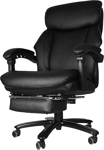 Miniatura 6 de Sillas ejecutivas de respaldo alto de 400 libras sillas ejecutivas con reposapiés silla de escritorio de oficina de piel sintética con reposabrazos