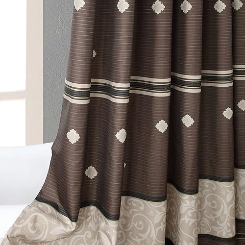 Miniatura 4 de BESTRIPES Cortina de ducha de tela larga, con estampado de oro marrón y beige, cortinas de ducha para baño, cortinas de baño impermeables, 72
