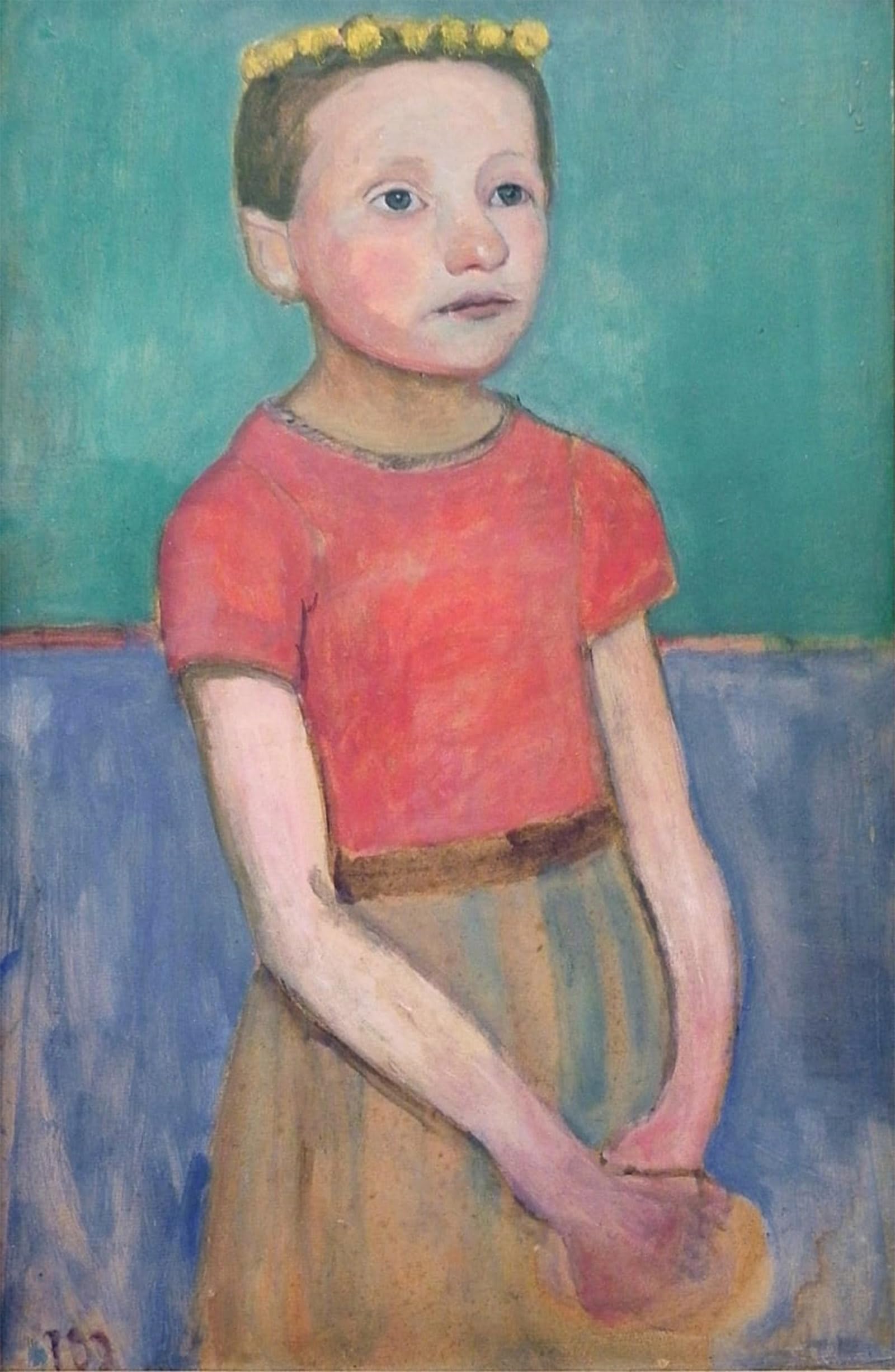 POSTERIIk Famous Modern Artwork Art Mural Portrait of a Year Old Italian Girl by Paula Modersohn Becker Oil Paintings Pictures for Home Decor 60x90cm