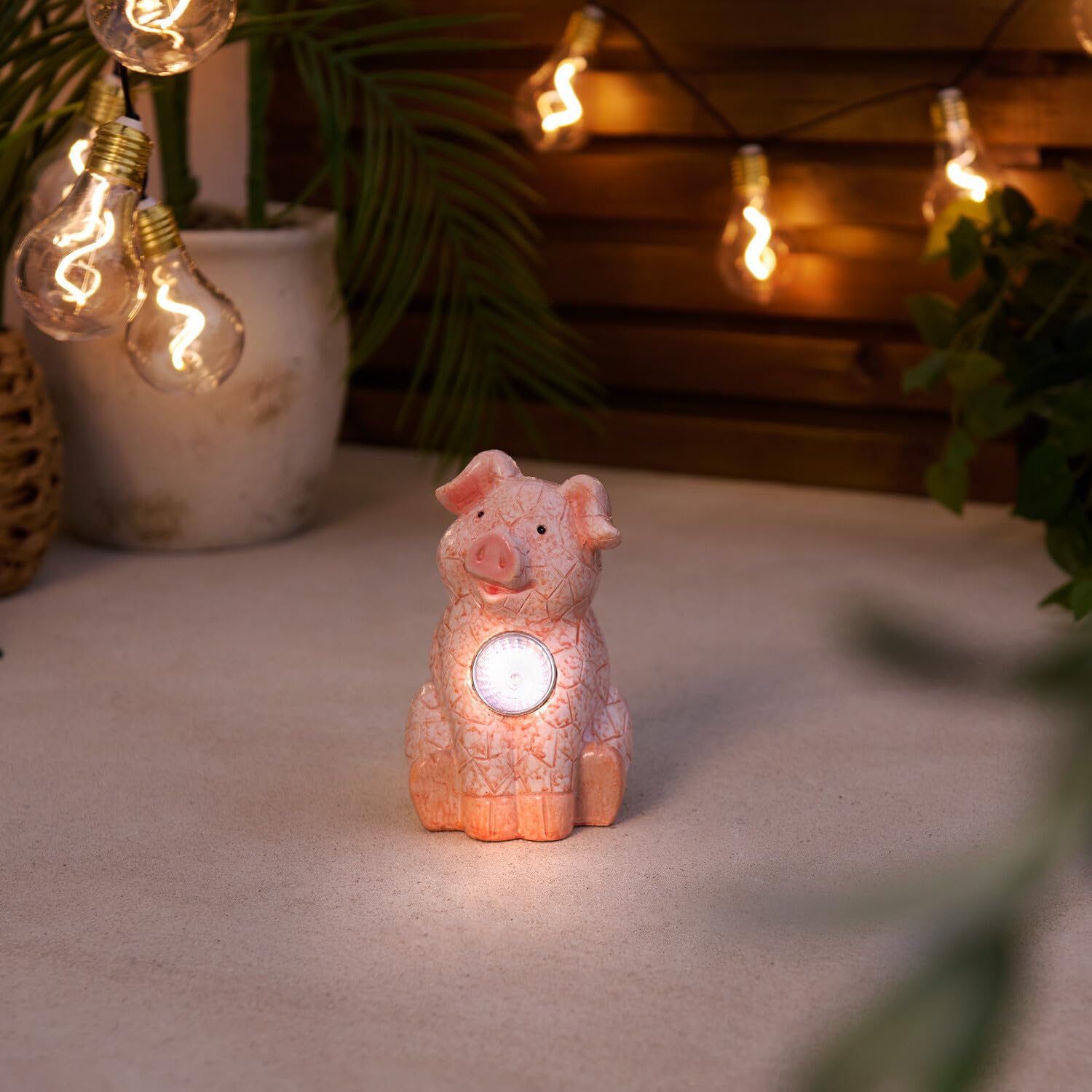 Bloomingtons Direct Pig Solar Garden Outdoor Ornament With Solar Led Mosaic Shiny Garden Light Up Figurine, Solar Light Halloween Decoration For Balcony Patio Yard Lawn