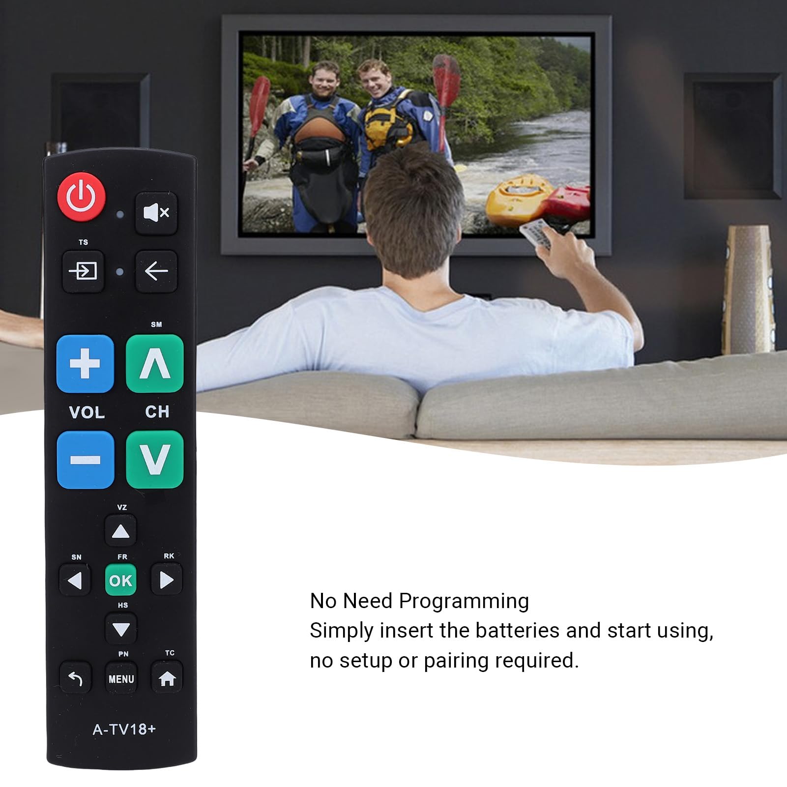 Uniwersalny Pilot do Telewizora Nie Wymaga Programowania, Zamiennik Telewizora, Duże Przyciski dla Seniorów i Osób Niedowidzących