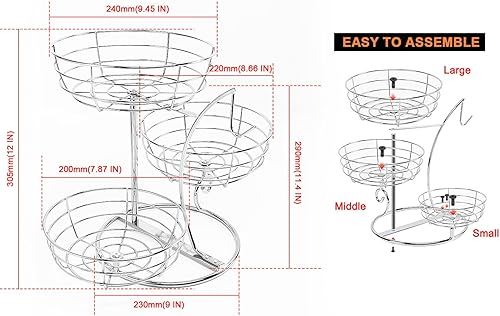 Miniatura 2 de Livabber Cesta de frutas con colgador de plátano, cesta de almacenamiento de frutas y verduras con soporte para árbol de plátano para encimera de