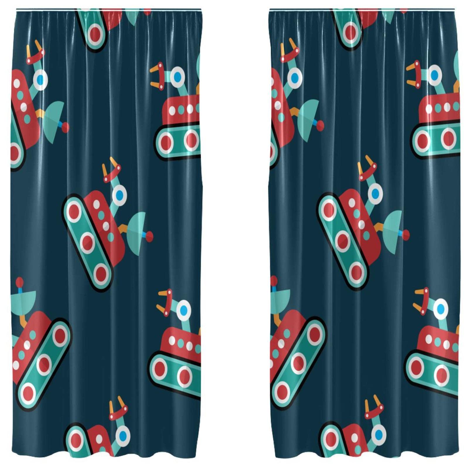 Cortinas de ventana traslúcidas de máquinas animadas, dos paneles ligeros de 55x84"