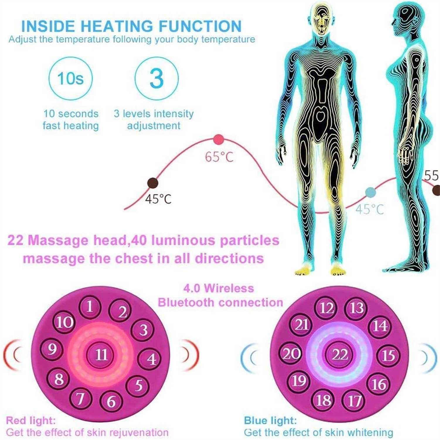 TMXKOOK InalMbrico Masajeador De Senos con Ajuste De 3 Modos CompresiN Caliente AmpliaciN De Busto MQuina De Masaje Anti Cada De Levantamiento De Pecho