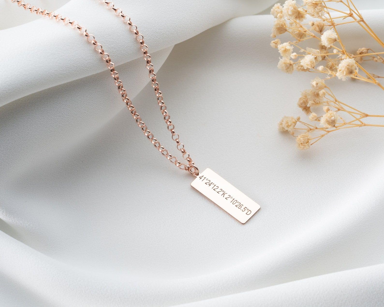 Personalizado barra collar, nombre plata grabado delicado fecha coordenada fecha de nacimiento oro