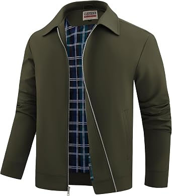 WULFUL Mens Lightweight Jackets Casual Windbreaker Stylish Light Golf Work Dress Business