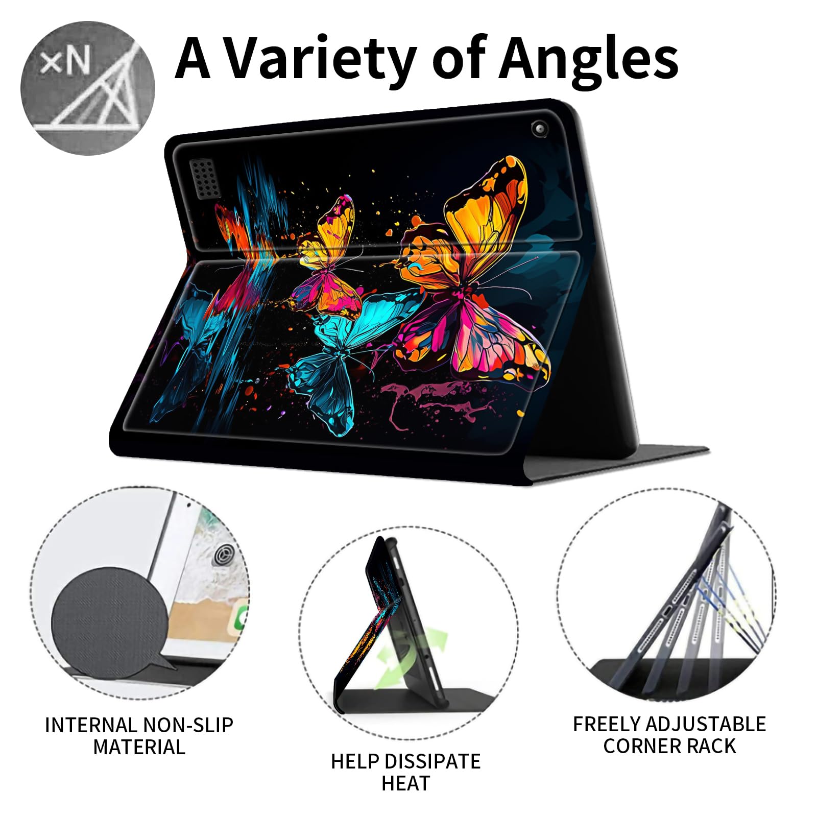 Funda para tablet Amazon Kindle Fire 7 (7 pulgadas, 9ª/7ª/5ª generación, versión 2019/2017/2015), funda protectora delgada de piel sintética con soporte ajustable con encendido y apagado automático