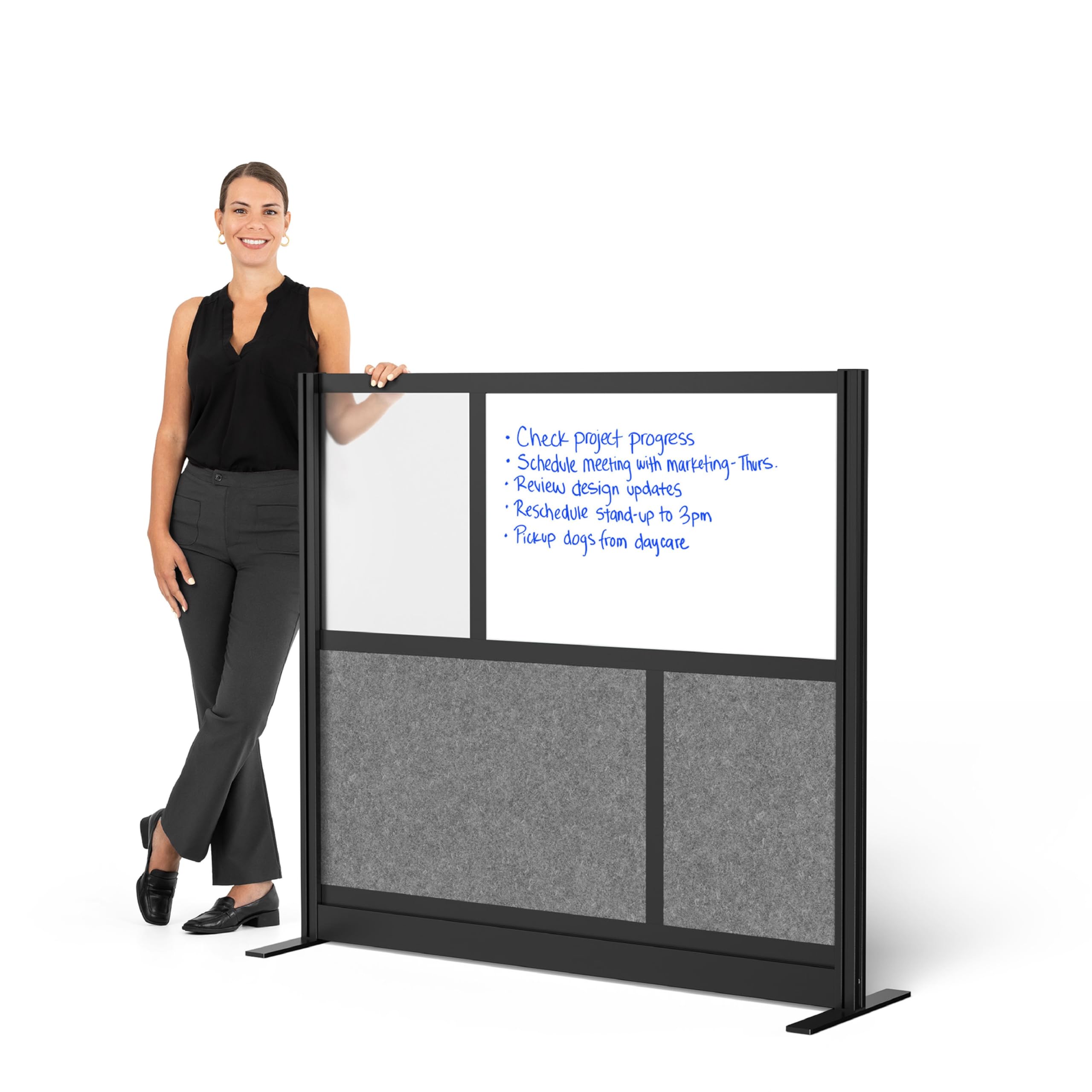 Workflow Modular Wall | Room Divider with Whiteboard, Sound-Dampening, & Frosted Acrylic Panels | Expandable Office Partition for Privacy &