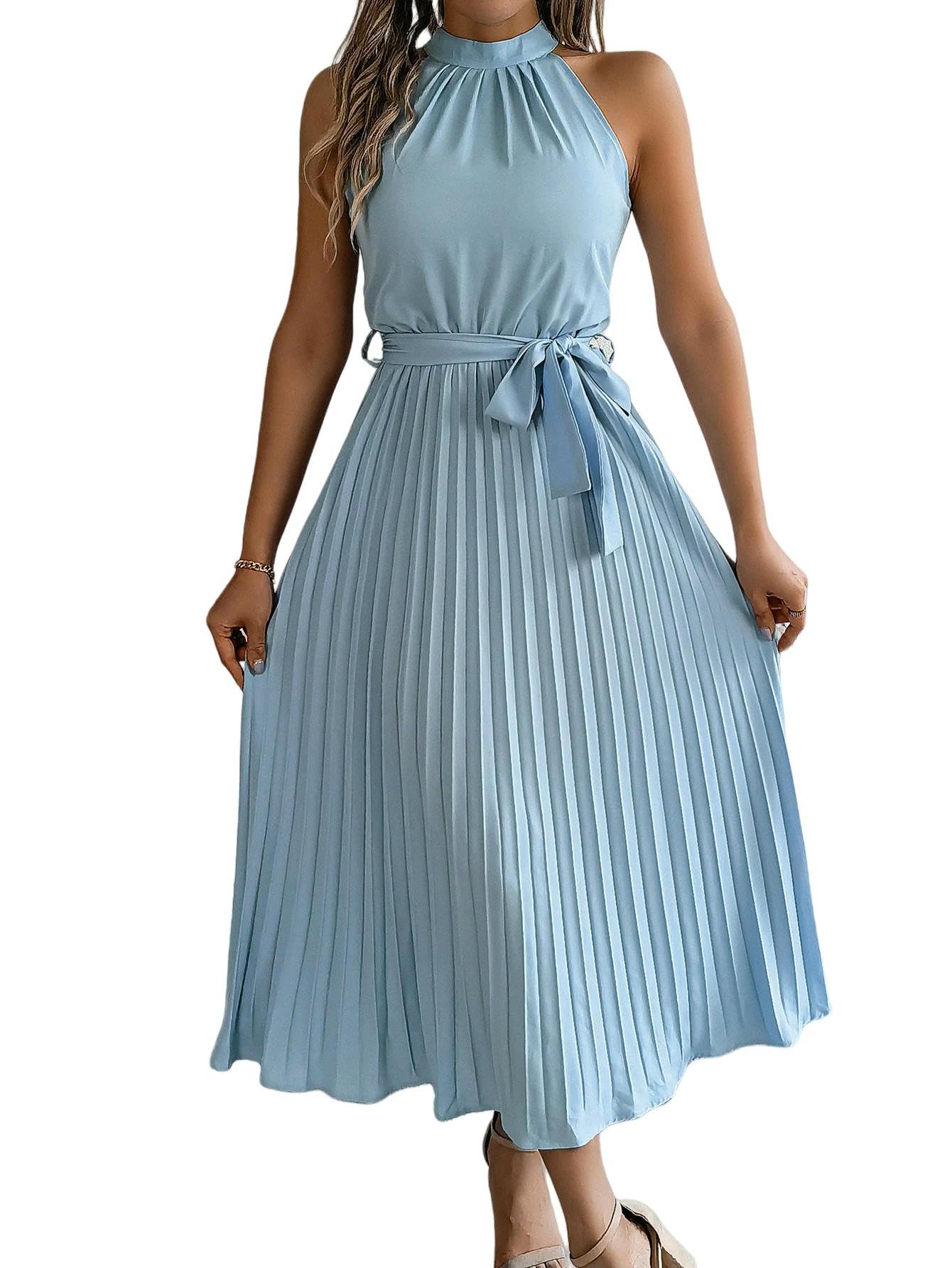 Robe col montant sans manches fluide et chic coupe droite chic - 7