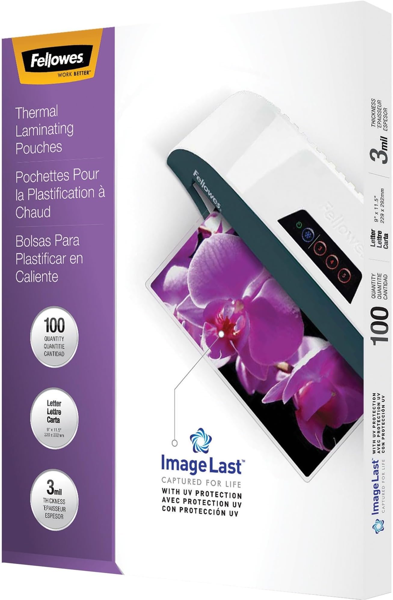 Thermal Laminating Pouches, ImageLast, Jam Free, Letter Size, 3 Mil, 100 Pack (52454)