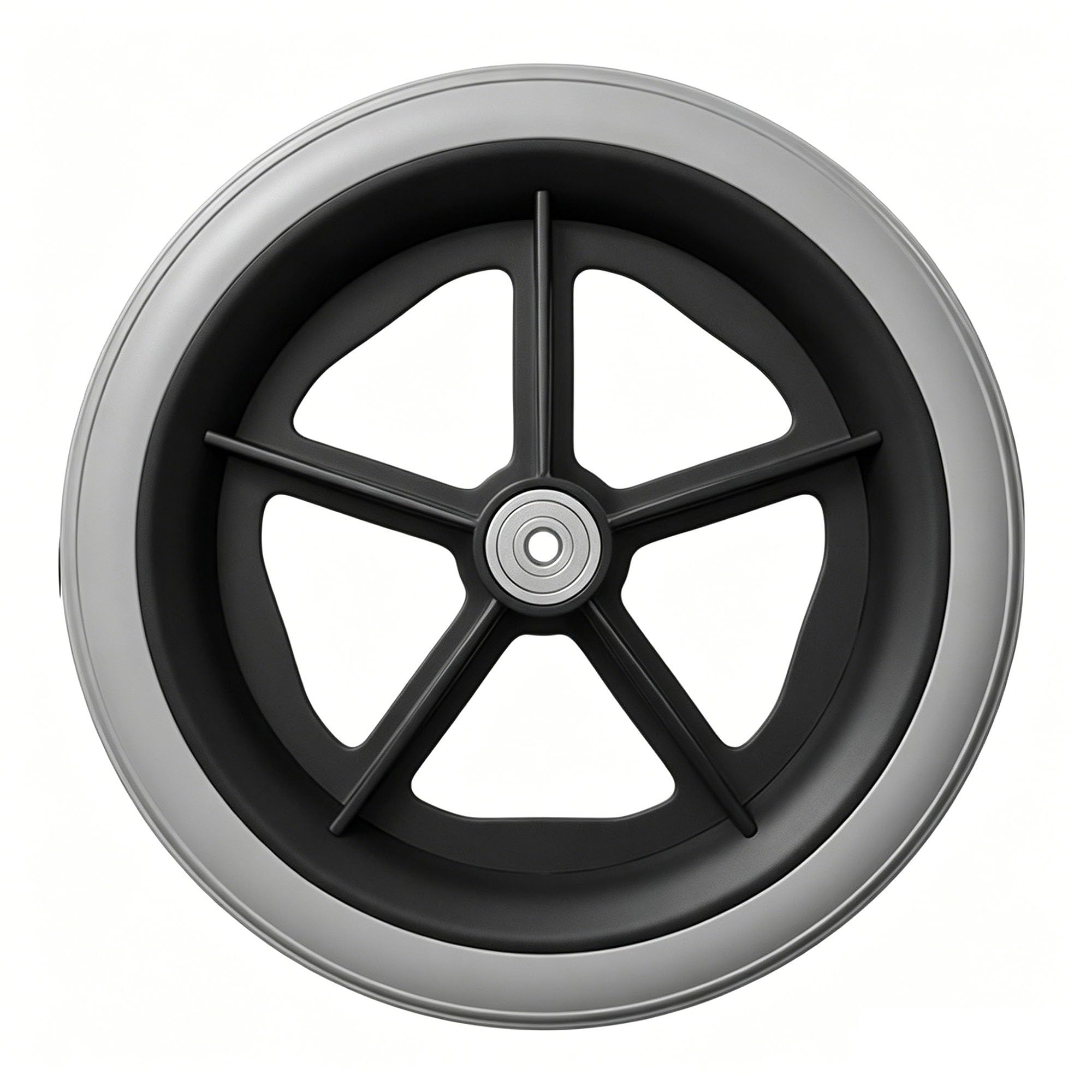 Genterun Grey Wheelchair Front Wheel, Solid Tire, With Bearing(Gray,8In)