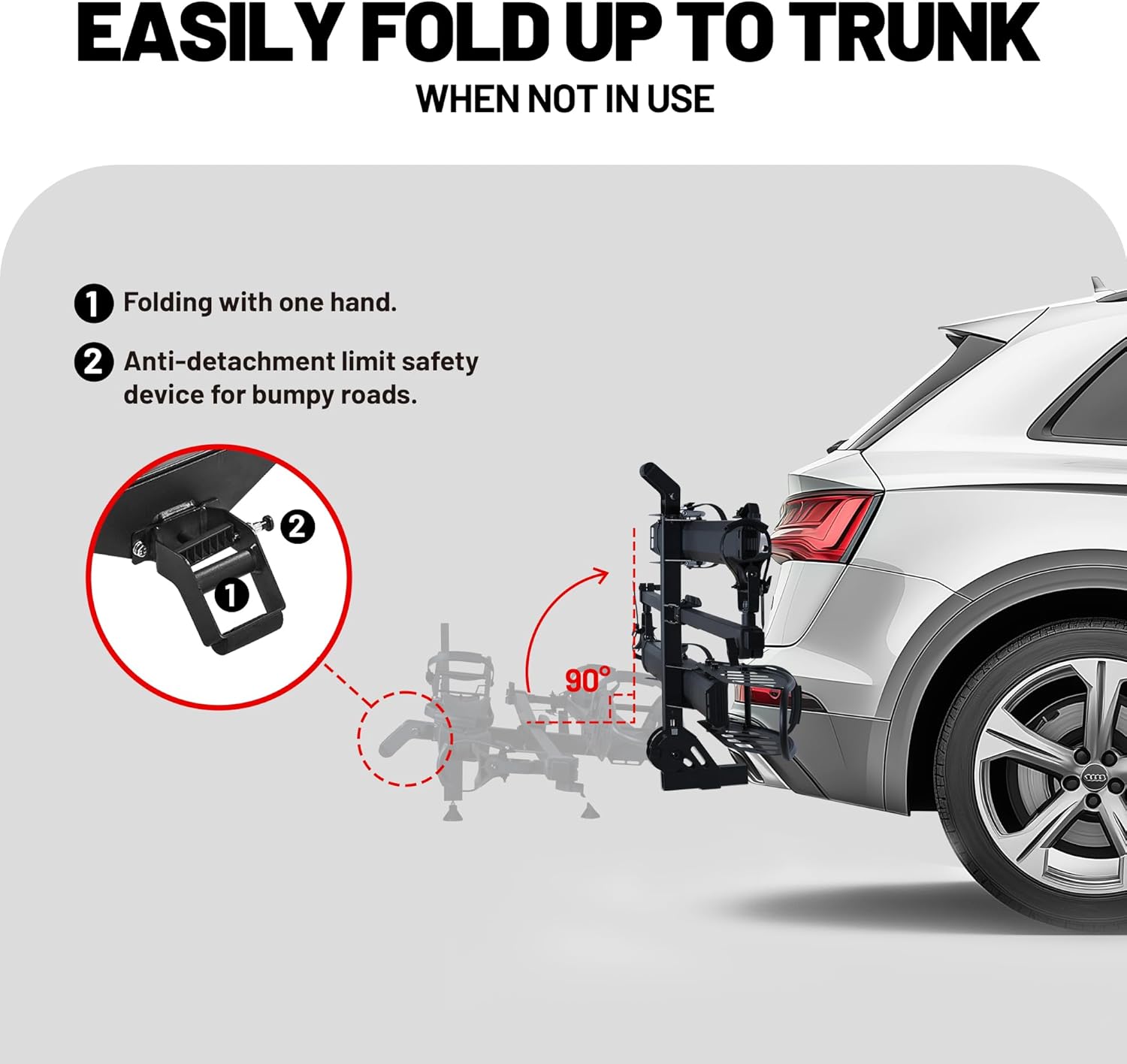 Young Electric 200 lbs E-Bike Rack Hitch Mount Platform Style for Cars Trucks SUVs Vans RVs, fits Bikes with Up to 5-inch Fat Tire