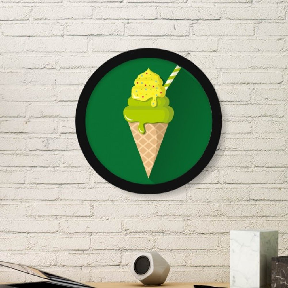 Cadre en bois rond noir d'art contemporain glacé matcha de qualité médium
