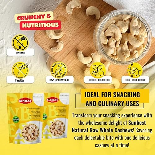 Miniatura 6 de Sunbest Natural Anacardos crudos enteros sin sal sin OMG vegano Kosher 5 libras