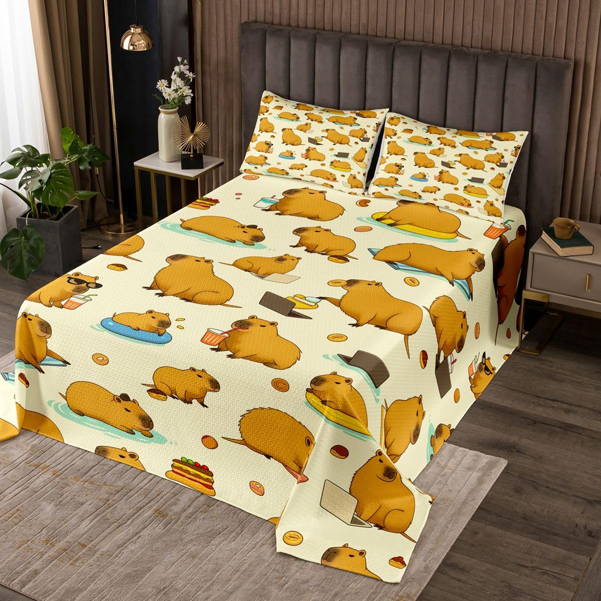 Homewish Kawaii Brown Capybara Copriletto Singolo