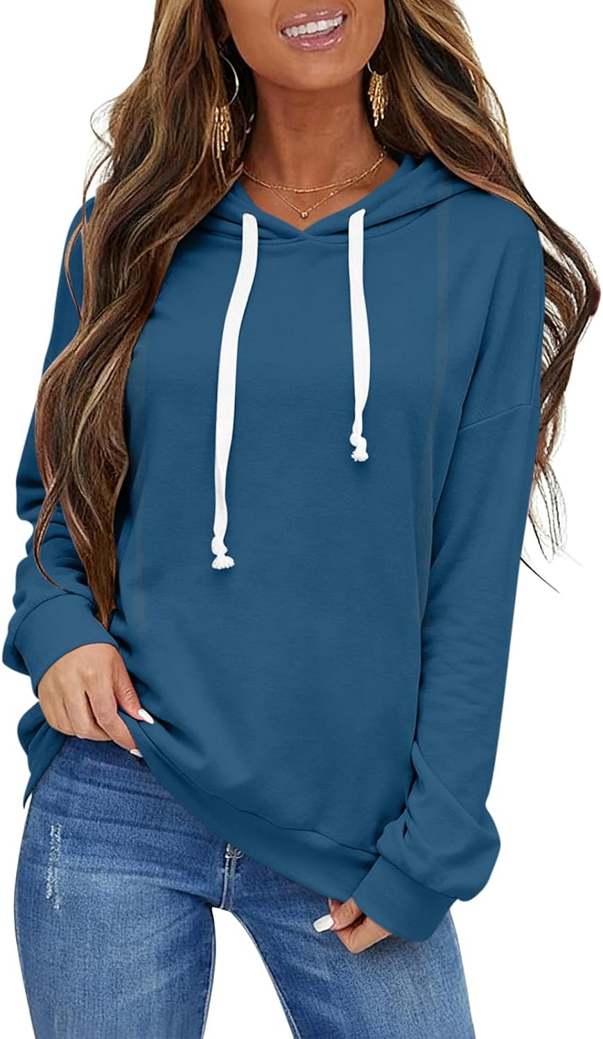 EasyGala Womens Casual Lightweight Hoodies Drawstring Long Sleeve Sweatshirt Loose Pullover Top Trendy Fall Clothes 2026