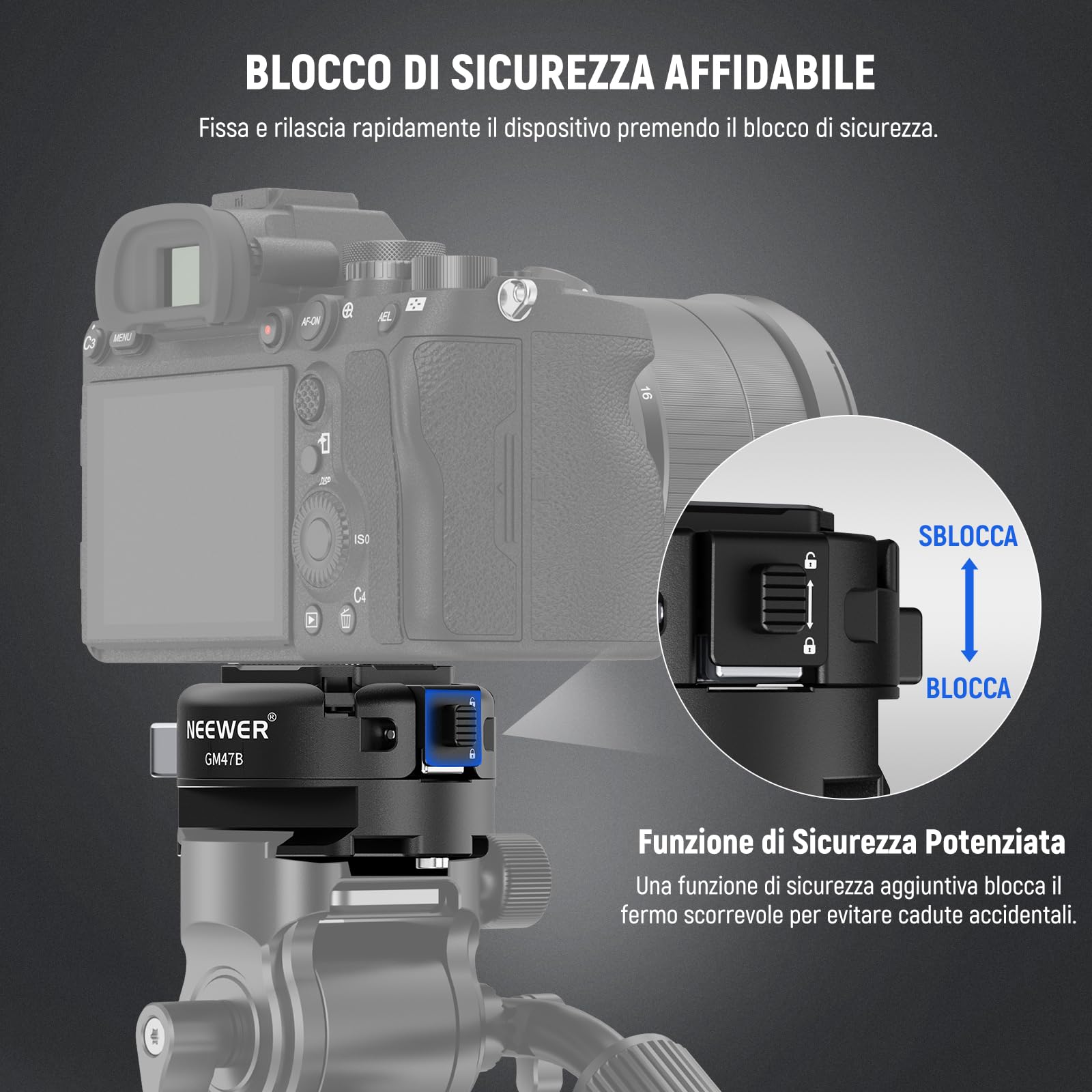 NEEWER GM47B Kit Piastra a Sgancio Rapido, Adattatore Treppiede Fotocamera QR Quadrato con Base a Morsetto Compatibile con Arca Swiss DJI Ronin RS 4 Pro RS 3 RS 2 Peak Design Capture V3 Camera Clip