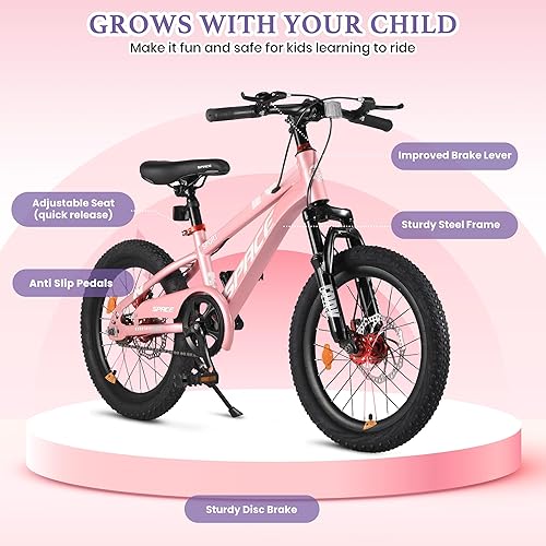 Miniatura 2 de Bicicleta para niños ONLYGU - Bicicleta de 18 20 pulgadas para niños y niñas con asiento ajustable y freno de mano, bicicletas para niños de 7 a 13