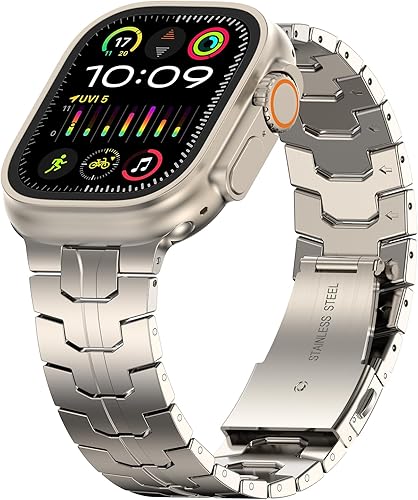 Miniatura 131 de MioHHR Correa y funda de acero inoxidable compatible con Apple Watch Band de 1.772 pulgadas, cubierta protectora de metal para hombres para iWatch