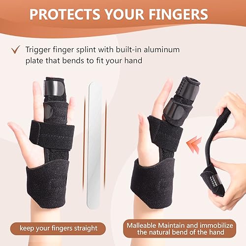 Miniatura 3 de Férula de 2 dedos, soporte de dedo ajustable, soporte de metal para dedos rotos, férulas de dedo de mazo, enderezador de dedo gatillo, artritis,