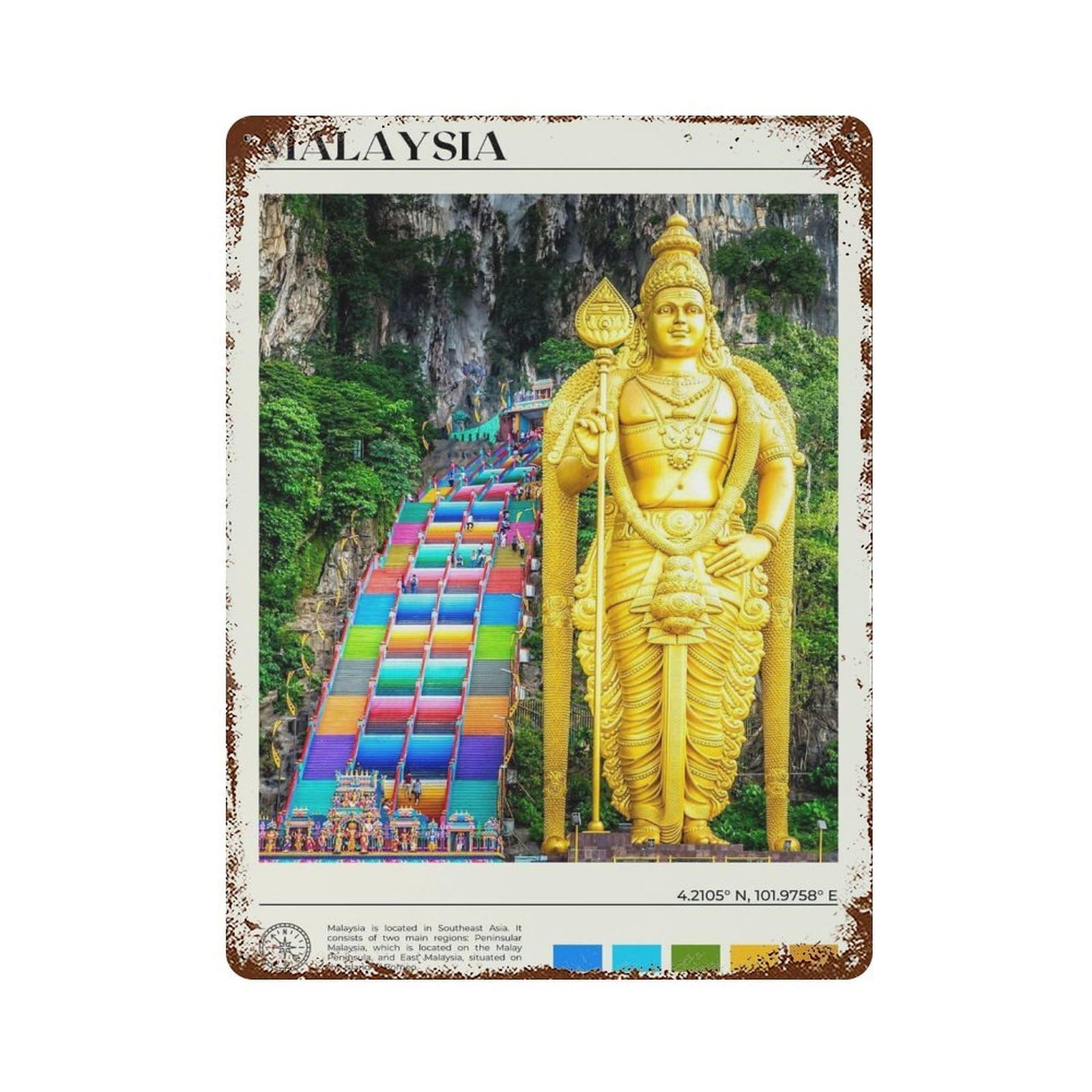 xiaoxiaoshen Real Photo Malaysia Decor Asia Wall Decor Art Metal Tin Poster Modern Home Decor Art Home Bar Shop Decorations Vintage Sign 40x30cm