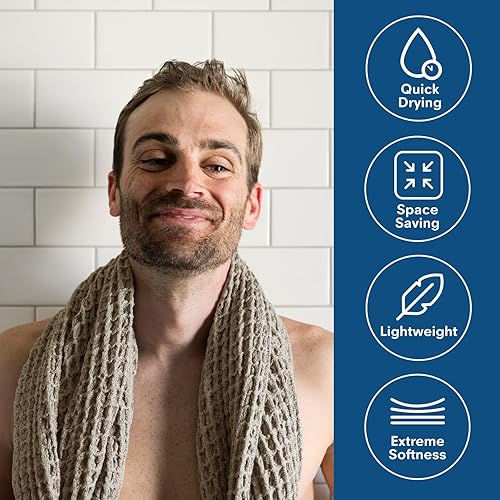 Miniatura 2 de Onsen Juego completo de toallas de baño, tejido de gofre, 100% algodón Supima, deliciosamente suave, duradero, de absorción rápida, ligero, de