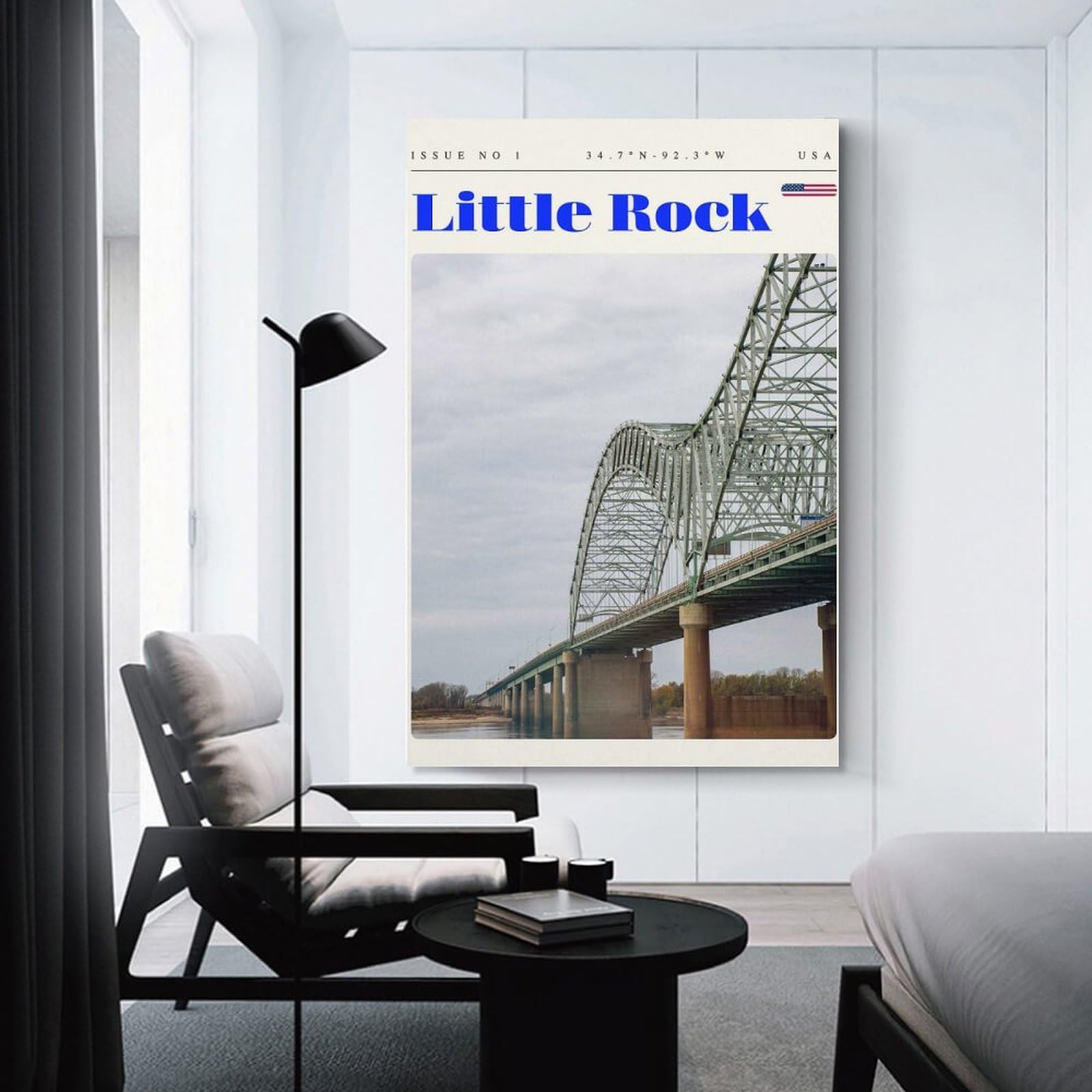 Junmoney Canvas Art Print Little Rock Arkansas Travel Art, 20x30inch(50x75cm), for Gallery Wall Decor And Room Displays, Wall Decor Suited to Curated Displays